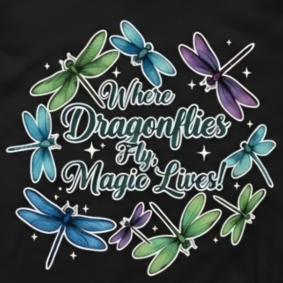 Dragonfly Magic Tee • Nature Graphic Shirt • Whimsical Fantasy Glow Top - Picture 3 of 8
